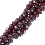 Top Glas Facett Glasschliffperlen 3x2mm rondellen - Wine red-pearl shine coating